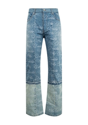 Who Decides War logo-embrodery panelled jeans - Blue