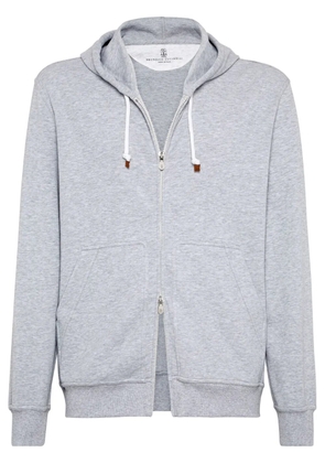 Brunello Cucinelli zipped cotton-blend hoodie - Grey