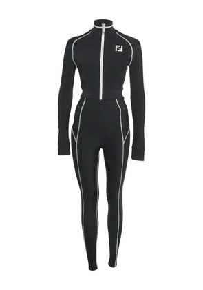 Fendi Pre-Owned Zucca-print zip-up suit - Black