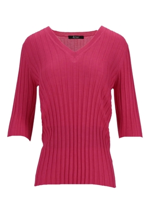 LA ROSE V-neck ribbed sweater - Pink