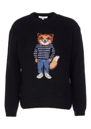 Maison Kitsuné dressed fox embroidered sweater - Black