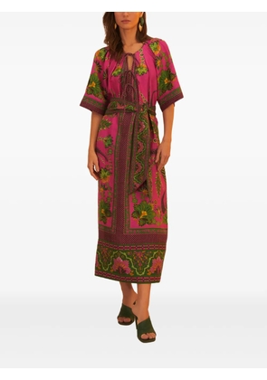FARM Rio self-tie belt floral-print maxi dress - Pink