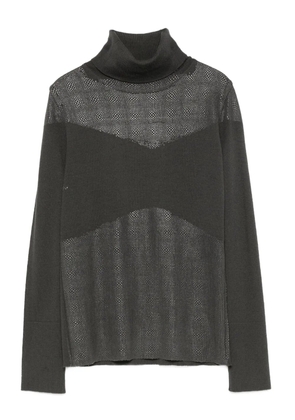 Gianfranco Ferré Pre-Owned 2000s mesh-panel turtleneck sweater - Grey
