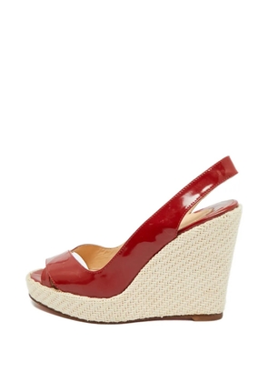 Christian Louboutin Pre-Owned woven wedge leather sandals - Red