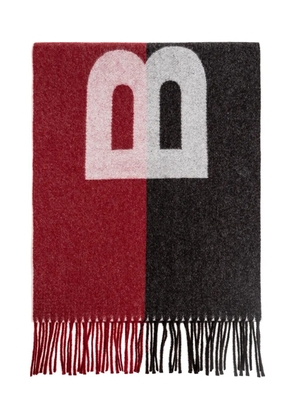 Bally fringed logo scarf - Red