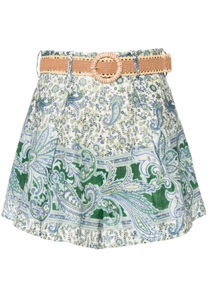 ZIMMERMANN Ottie Tuck linen shorts - Green