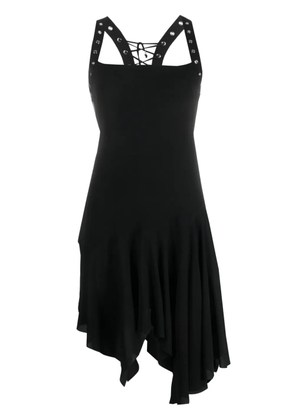 Blumarine lace-up asymmetric short dress - Black
