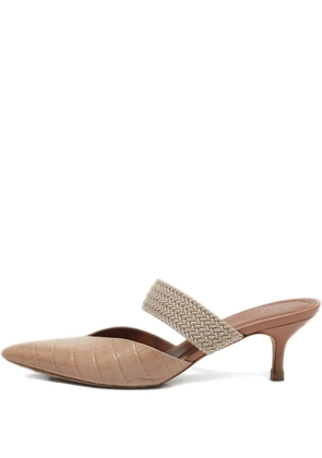 Malone Souliers croc-embossed woven mules - Neutrals