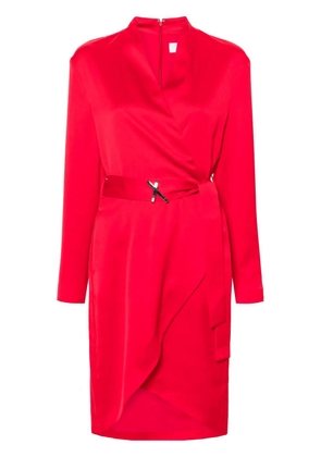 Genny belted wrap midi dress - Red