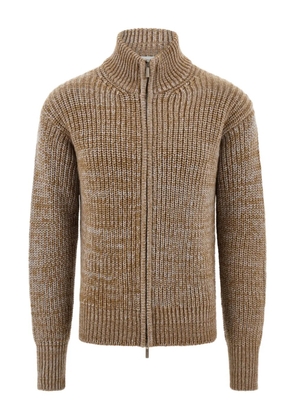 Ferragamo high neck rib knit cardigan - Brown