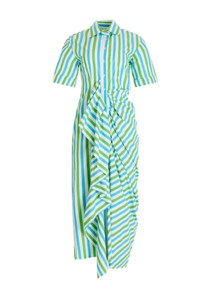 Rosie Assoulin gathered-ruffle striped midi shirt dress - Blue