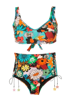 Amir Slama floral-print high-waisted bikini - Multicolour