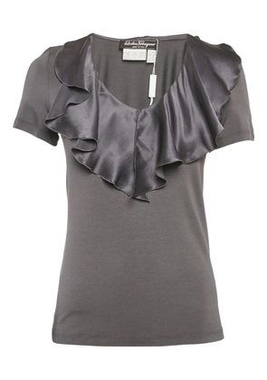 Ferragamo Pre-Owned ruffle-neck T-shirt - Grey