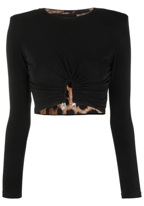 Philipp Plein gathered-detail cropped top - Black