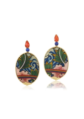 SILVIA FURMANOVICH 18K yellow gold Tibetan Marquetry earrings