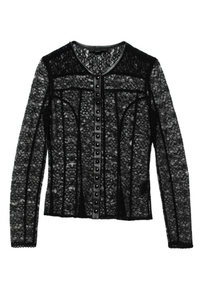 Pre-Owned Alexander Wang leather-trim lace t-shirt - Black