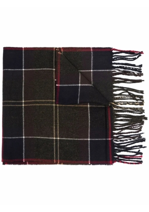 Barbour check-print fringed scarf - Blue