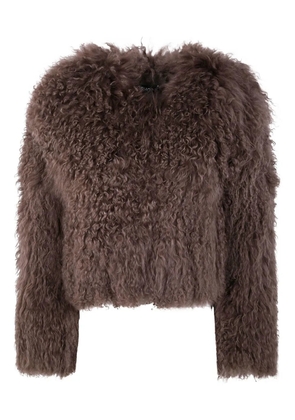 DRHOPE faux-fur cropped jacket - Brown