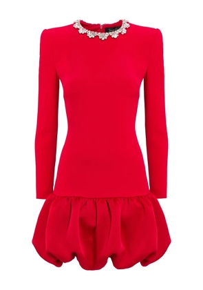 Jenny Packham Puff embellished-neck mini dress - Red