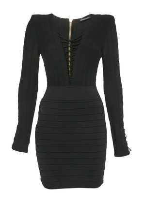 Balmain Pre-Owned lace-up knit mini dress - Black