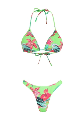 Amir Slama floral-print triangle bikini - Green