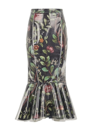 Roberto Cavalli shrub flower-print midi skirt - Black