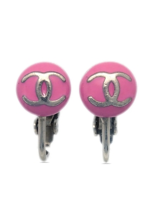 CHANEL Pre-Owned 2003 CC button clip-on earrings - Silver