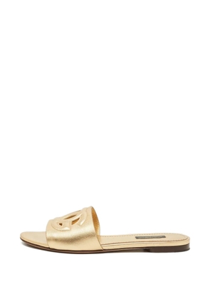 Dolce & Gabbana Pre-Owned leather logo-detail slides - Gold