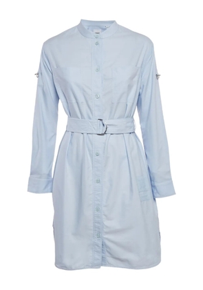 Burberry Pre-Owned embroidered-logo belted shirt midi dress - Blue