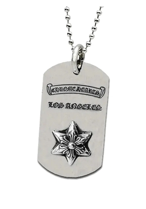 Chrome Hearts raised star dog tag necklace - Silver