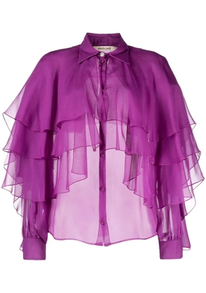 Roberto Cavalli layered draped sheer shirt - Purple