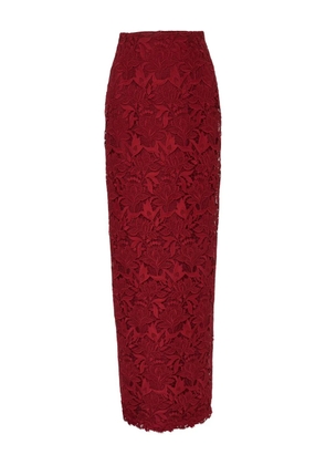 Carolina Herrera floral-lace maxi skirt - Red