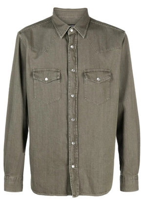 TOM FORD pointed-collar press-stud denim shirt - Green