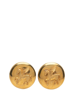 Hermès Pre-Owned 20th Century Gold Plated Pegasus Round Clip on Earrings costume earrings