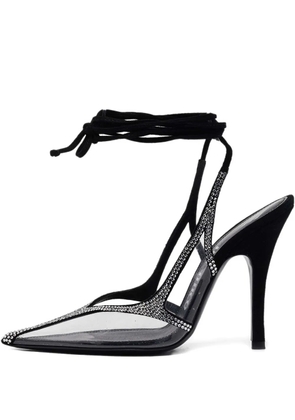 The Attico 120mm crystal-embellished laced pumps - Black