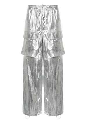 MM6 Maison Margiela drawstring-fastening metallic trousers - Silver