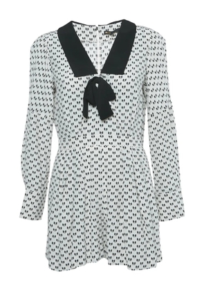 Maje bow-print collared playsuit - White