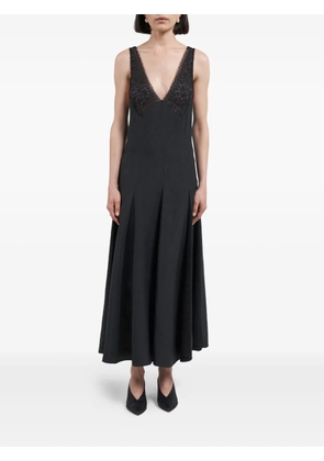 Maria McManus lace-detail V-neck midi dress - Black