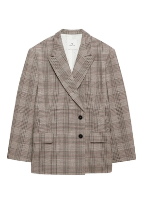 ANINE BING Aretha plaid button blazer - Brown