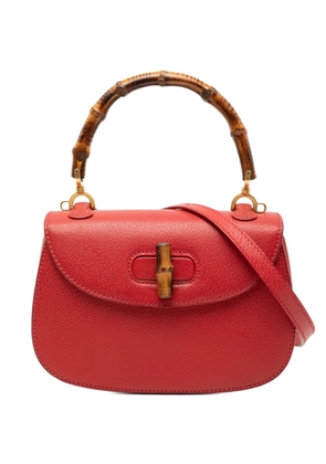 Gucci Pre-Owned 20th Century Grained Calfskin Bamboo Night satchel - Red