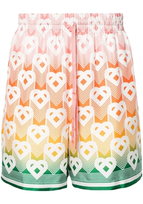 Casablanca Gradient Heart silk shorts - White