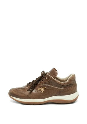Prada Pre-Owned leather lace-up sneakers - Brown