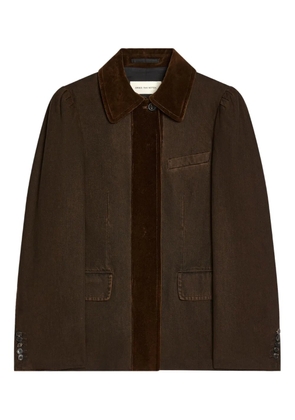 DRIES VAN NOTEN velvet-trim denim blazer - Brown