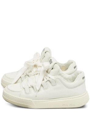 Miu Miu Pre-Owned leather lace-up sneakers - White