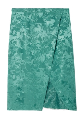 Zadig&Voltaire Julen horse-jacquard lace-insert midi skirt - Green