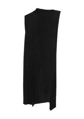 Issey Miyake pleated sleeveless asymmetrical dress - Black