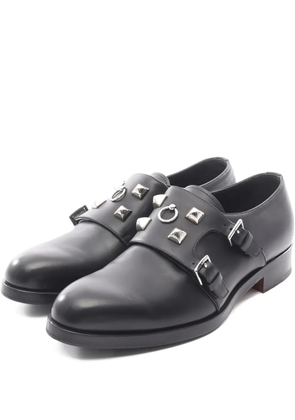 Hermès Pre-Owned 2010s studded strap monk shoes - Black