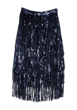 MIAU by Clara Rotescu Lay sequinned fringed midi skirt - Blue