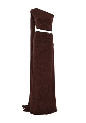 NISSA rhinestone-embellished gown - Brown