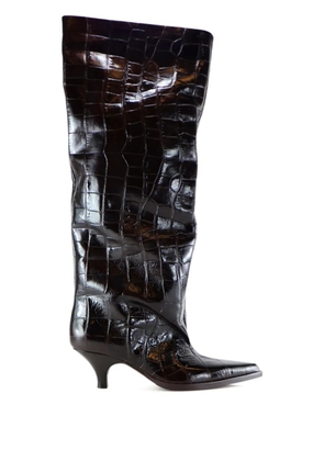 Notabene 60mm Yolanda crocodile-effect boots - Brown